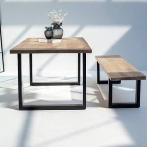 Table à manger en bois Vandana Aureo Nimbus avec plateau massif de 4 cm d'épaisseur et design contemporain - Product Image 3