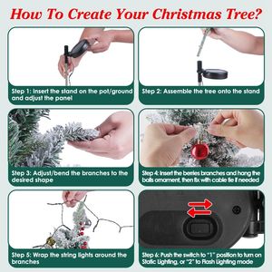 50 Warm LEDs Solar Artificial Christmas <b>Tree</b> IP44 Waterproof with 2 <b>Lighting</b> Modes Auto On/Off Indoor Lifelike Decor - Product Image 3