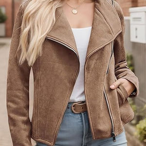 Veste en cuir confortable et légère pour un usage quotidien, veste en cuir souple effet daim pour adultes, femmes - Product Image 3