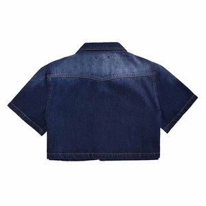 Chemisier en jean respirant à manches courtes pour femme, en coton de haute qualité, style décontracté, personnalisable - Product Image 6