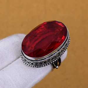 Faceted Garnet Ring Handmade 925 Sterling Silver Bohemian Jewelry Natural Gemstone <b>Women</b> Ring Wholesale - Product Image 6