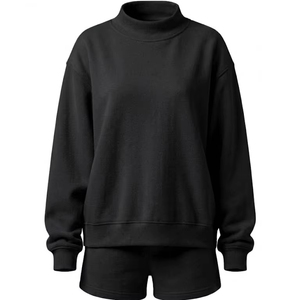 Conjunto de Sudadera con Bordado Personalizado para Mujer, de Algodón y Felpa, Cuello Alto, Dos Piezas, Conjunto con Logotipo de Alta Calidad - Product Image 1