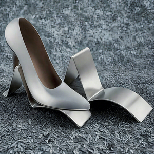 Présentoir portable écologique en acier inoxydable brossé pour chaussures à talons hauts - Product Image 6