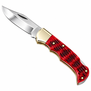 Couteaux de poche pliants rouge, argent et or avec manche ergonomique texturé, lame en acier inoxydable tranchante, pour le camping, la chasse et l'EDC - Product Image 1