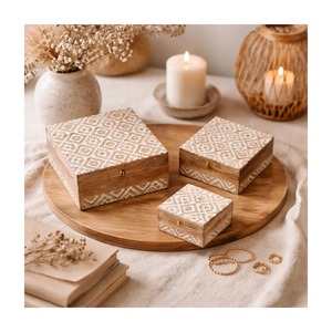 Premium White Engraved Designer Wooden Storage <b>Box</b> Suitable For <b>Memories</b> And Valuable Treasures Wholesale From India - Product Image 4