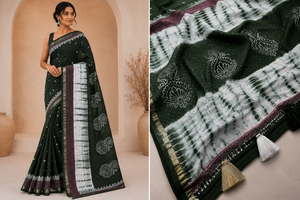 Saris en coton indien en gros, fournisseur de saris à imprimé Shibori vert, vêtements ethniques décontractés pour femmes, pack de saris de Jaipur - Product Image 5