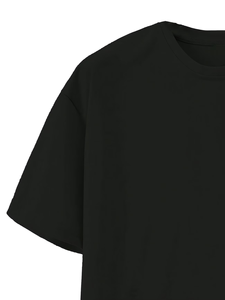 Ensemble T-shirt et short cargo oversize noir pour homme, col rond, uni, décontracté, été, tricoté, 100% coton, respirant, 220 grammes - Product Image 5