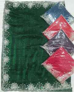 Saree en soie organza pure avec fil Zari paillettes pièce de chemisier long de Style indien pour les femmes pour les mariages et les fêtes - Product Image 1