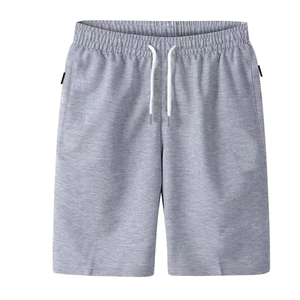 Men's Gray 100% Polyester Bermuda Shorts Solid Color Drawstring Waist Casual <b>Athletic</b> Shorts Pockets Breathable String - Product Image 1