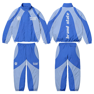 <b>Retro</b> Colorblock Streetwear <b>Tracksuit</b> Set Oversized Windbreaker Jacket Baggy Jogger Pants Unisex Urban Fashion Outfit - Product Image 2