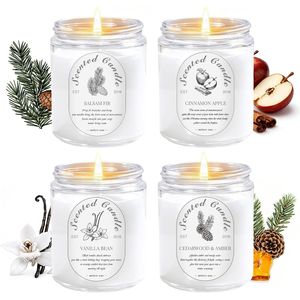 Paquete de 4 Velas Aromáticas de Cera de Soja de 28 oz para Invierno, Set de Regalo para el Hogar - Product Image 1