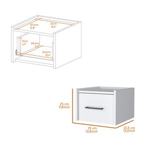 Comodino da Parete Elfrida Sleek con Singolo Cassetto e Ampio Ripiano Superiore dal Design Elegante - Product Image 2