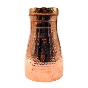 Carafe à eau en cuivre avec couvercle, pot de chevet, récipient en verre, bouteille en cuivre pour chambre à coucher, style premium, en promotion - Product Image 1
