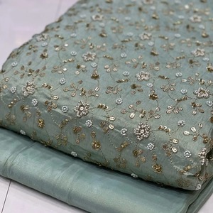 Tissu en soie brodé de perles de haute qualité pour robes de mariée et tenues de soirée, disponible pour une livraison mondiale - Product Image 3