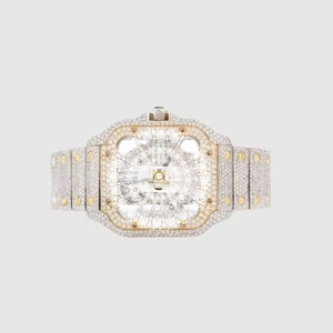 Montre Homme AURALUXURIA à Quartz Analogique avec Moissanite, Boîtier Argenté, Tons Or et Argent, Étanche 10 ATM, 25mm, Luxe Jour/Date - Product Image 1