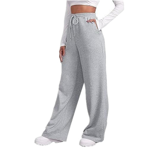 Custom <b>Black</b> <b>Womens</b> Wide Leg Jogger Pants Relaxed Fit Drawstring Waist Casual Athleisure <b>Trousers</b> Wholesale Apparel USA UK EU - Product Image 2
