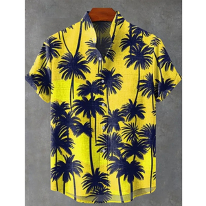 เสื้อฮาวายชาย แขนสั้น ลายดอกไม้ ปกคอพับ ผ้าโพลีเอสเตอร์ป๊อปลิน ระบายอากาศได้ดี เหมาะสำหรับใส่ลำลองชายหาดในฤดูร้อน - Product Image 3