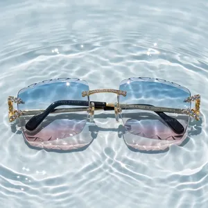 Gafas de Sol de Lujo 2026, con Cristales Cuadrados, Montura sin Borde, con Diamantes Moissanite, Unisex, Diseño de Moda, Ligeras, Colores Personalizados - Product Image 1