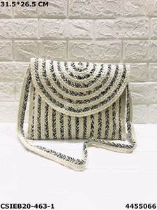 Bolso bandolera de yute con cremallera, elegante y moderno para mujer - Product Image 4