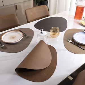 Oval Placemats Non-Non-slip Color <b>Table</b> <b>Mats</b> in Brown <b>Blue</b> Red White Beige Green - Product Image 3