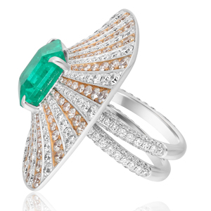Luxury Women Emerald Cut <b>Cocktail</b> <b>Ring</b> 18K <b>Gold</b> Pave Diamond Geometric Statement Jewelry Party Fine <b>Ring</b> - Product Image 2