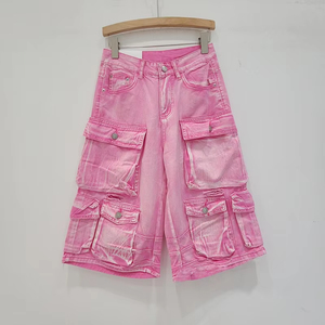 Jeans de Mezclilla Cargo para Mujer, Estilo Vintage, Lavados, Color Sólido, 100% Algodón Orgánico, Nueva Colección de Verano, Marca SFI - Product Image 3