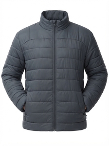 Custom Men's Coated 100% Nylon Puffer <b>Jacket</b> Winter Lightweight <b>Padded</b> <b>Waterproof</b> Front Stand Collar Zipper Casual Outdoor OEM - Product Image 5
