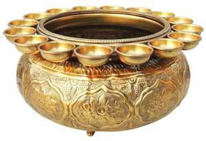 Handmade Decorative Candle Stand With Embossed Design For Religious Activities 12 <b>Cup</b> Holder, Diwali Gifting Item - Product Image 3
