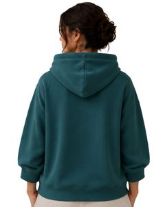 Sweat-shirt à capuche surdimensionné pour femme, vert sarcelle, imprimé graphique, en molleton de coton, manches longues, style décontracté streetwear, tendance - Product Image 2