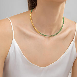 Collar de Cadena con Cuentas de Cristal Verde de Alta Gama al Estilo Zhou Yutong, Gargantillas Modernas para Mujer, Just Love - Product Image 2