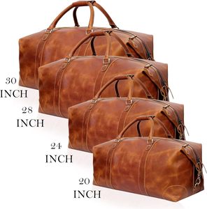 Sac de voyage unisexe en cuir véritable, grande capacité, style vintage, fermeture éclair, poignée souple - Product Image 4