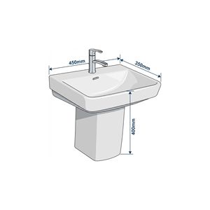 Lavabo Simon écologique avec demi-piedestal pour hôtels et villas - Product Image 3