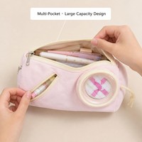 Trousse à crayons grande capacité avec badge personnalisé pour filles