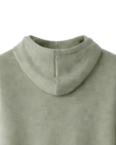 Sudadera con Capucha Personalizada para Hombre, Color Verde Salvia, de Algodón y Felpa, Manga Larga, Estilo Casual Urbano con Capucha con Cordón Ajustable - Product Image 6