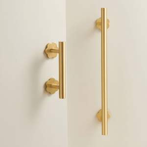 Bouton de meuble en laiton avec motif chevron, design en forme de T, finition polie, quincaillerie en laiton massif pour tiroirs et placards - Product Image 3