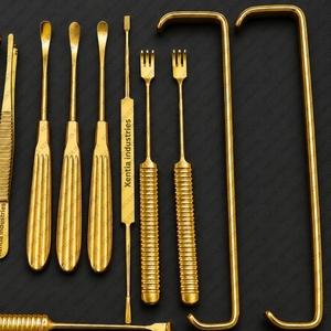 Ensemble d'instruments de chirurgie rhinoplastique en acier inoxydable plaqué or pour la récolte du cartilage costal et la raspatation des côtes, certifié CE - Product Image 5