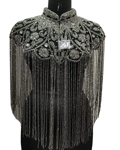 High Demand sexy antique silver heavy <b>beaded</b> cape plus size handmade handbeaded party sheer layer multiwearable outfit - Product Image 1