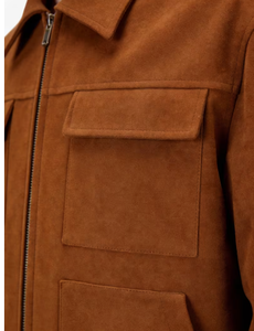 Veste en daim premium, Veste en cuir en gros, Vêtement d'extérieur pour homme, Manteau en daim doux, Veste chemise en daim pour homme, Couleur unie, Col rabattu - Product Image 3