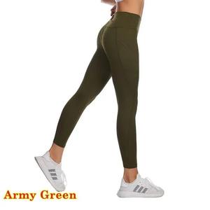 Women's High Waist Elastic Gym Compression Tights Seamless Yoga <b>Leggings</b> Tummy Control Ruched Booty <b>Pocket</b> Taller Ankles-Workout - Product Image 1