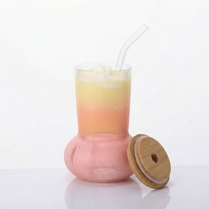 Gobelet en verre borosilicate côtelé nordique écologique pour une utilisation domestique réutilisable, résistant à la chaleur, compatible lave-vaisselle et micro-ondes - Product Image 3