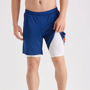 Hot Selling Men's <b>Athletic</b> Double Layer Shorts Blue Color Breathable Quick Dry Men's 2 In 1 Running Shorts - Product Image 4
