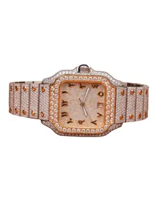 Men's Luxury Fashion Iced Out <b>Watch</b> Silver VVS Moissanite White Gold And Arabic Dial <b>Case</b> Hip Hop Custom Wrist <b>Watch</b> High - Product Image 1