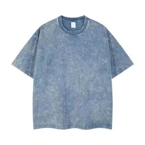 Camiseta de algodón para hombre, estilo oversized, lavado ácido, manga corta, cuello redondo, corte regular, color sólido, estilo casual, tejido jersey. - Product Image 2