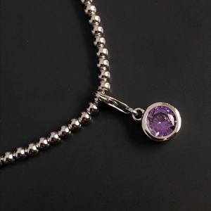 Bracelet à breloques en argent sterling avec pierre de naissance d'août (améthyste), cadeau pour femme - Product Image 2