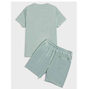 SAFETY SPECTRUM OEM Ensemble 2 pièces short et t-shirt décontracté d'été grande taille pour hommes/femmes, streetwear écologique, col rond, délavé à l'acide - Product Image 3