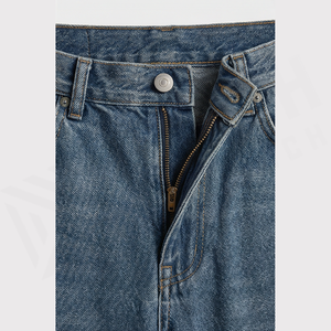Jean en denim coupe droite taille haute pour homme, coupe régulière, en coton délavé, style décontracté automne - Product Image 4