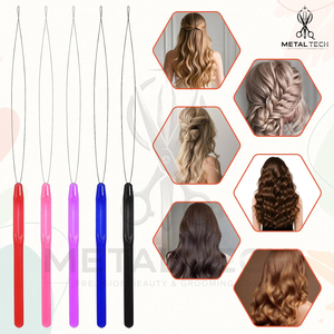 Colorful Hair Extension Loop <b>Needle</b> Wire <b>Threader</b> Pulling Hook Set for Micro Link Ring Beads Application Wholesale Pack - Product Image 4