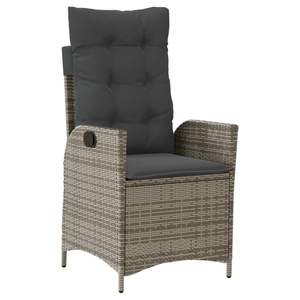 Gray Poly <b>Rattan</b> <b>Reclining</b> Patio <b>Chair</b> with Cushions - Product Image 2