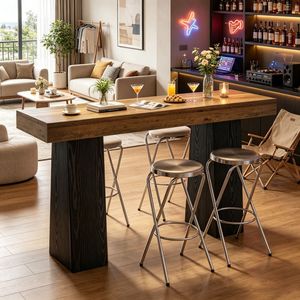 Tavolo Alto Pieghevole per Bar, Arredamento per Interni ed Esterni, Casa, Hotel, Seminterrato, Giardino, Feste con Base a Gamba - Product Image 6