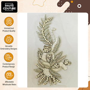 La Mejor Oferta en Apliques Hechos a Mano - Juego de 3 Motivos con Hilos de Plata, Cuentas y Lentejuelas para Accesorios de Ropa de la India - Product Image 2